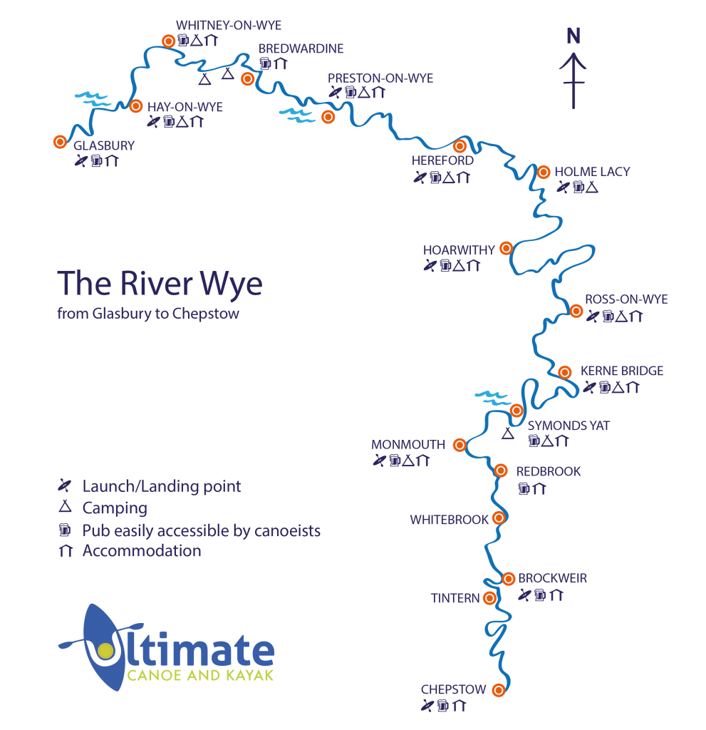 Canoeing on the river Wye, river Wye locations